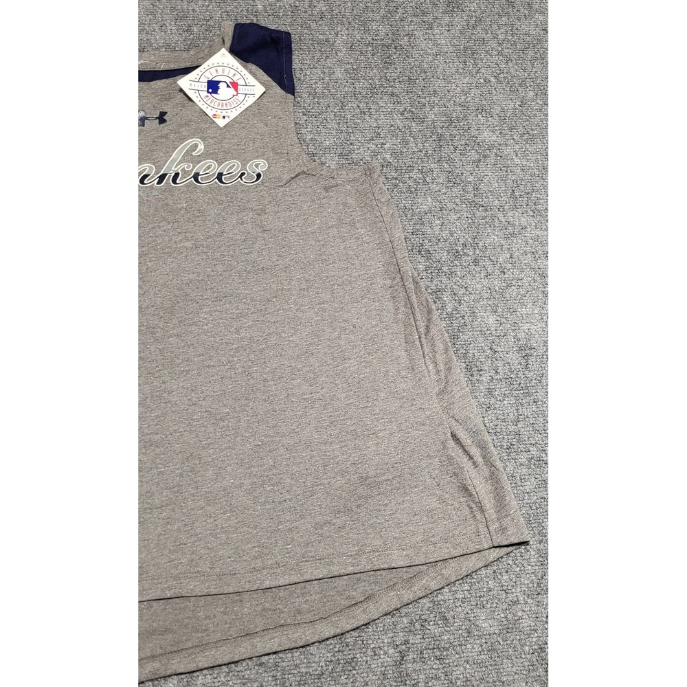 WOMENS UNDER ARMOUR MLB HEATGEAR NEW YORK YANKEES VEST TANKS Sz M GRAY/BLUE NWT - Picture 2 of 10